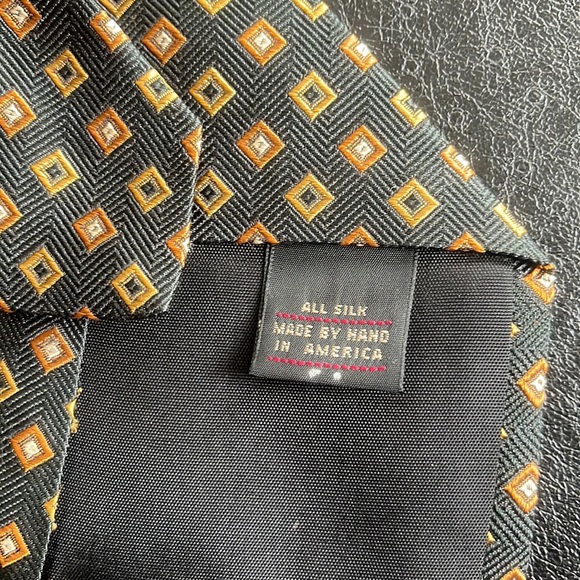 Ferrell Reed Black, Gold & Rust Silk Tie - Picture 5 of 5